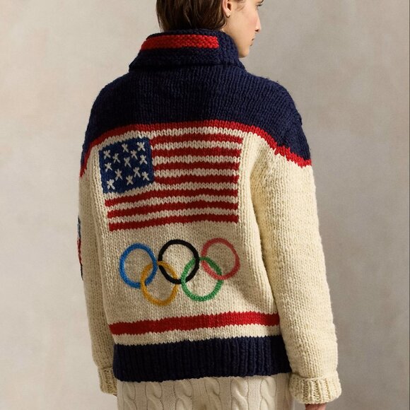 Polo Ralph Lauren 2026 Team USA Olympic Hand-Knit Wool Cardigan M Artisan Signed - Picture 14 of 17